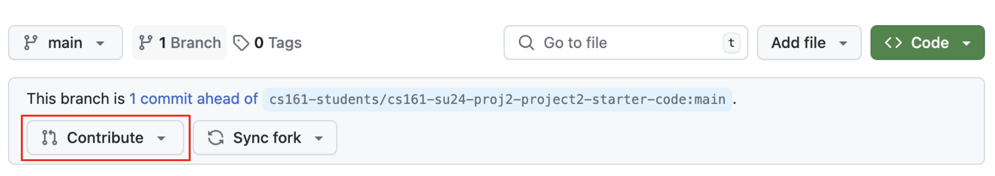 Contribute button on GitHub, highlighted in red.